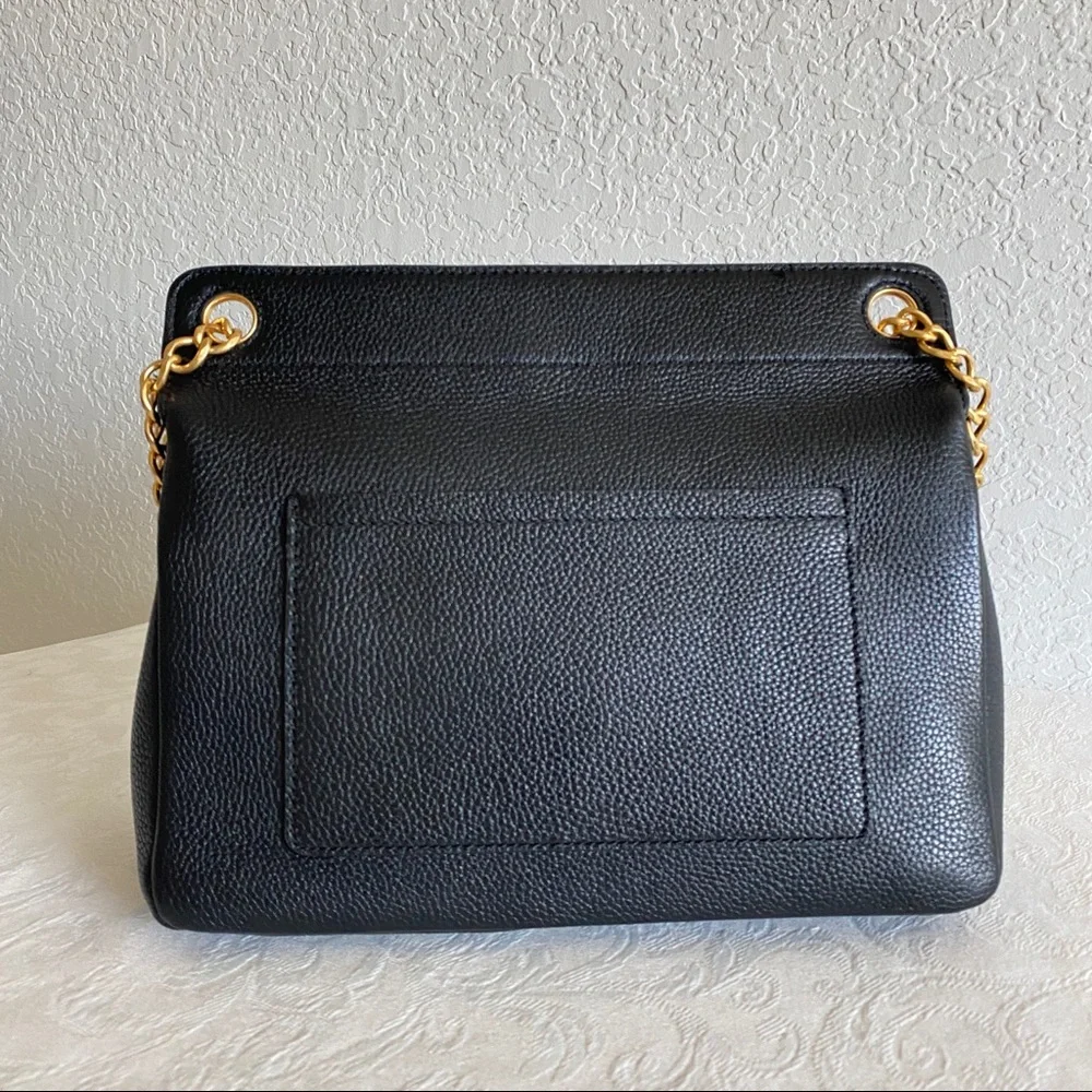Tory burch black chain strap flap bag